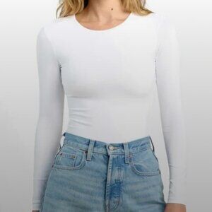 Nuuds White Long Sleeve Bodysuit Thong Bottom Size XL Women's